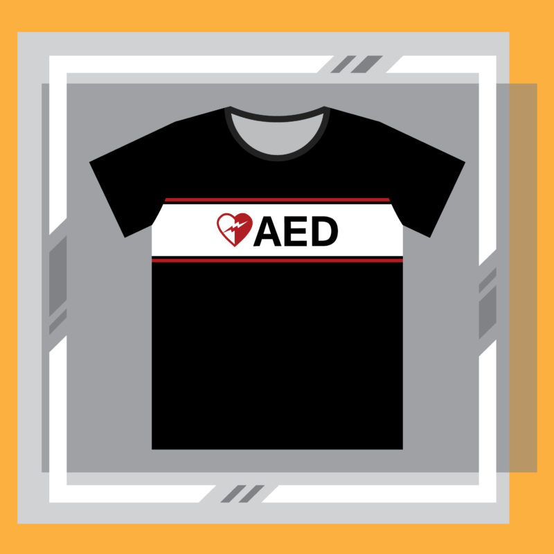 ภาพด้านหน้าเสื้อ AED กระตุกหัวใจแบบแขนสั้น