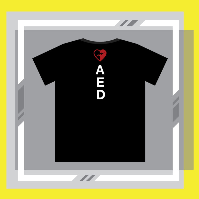 ภาพด้านหลังของเสื้อ AED กระตุกหัวใจ แบบแขนสั้น