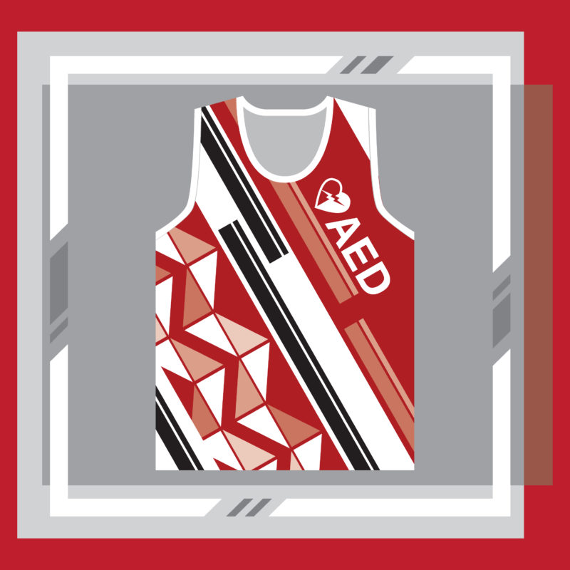 ภาพเสื้อ AED red ด้านหน้า