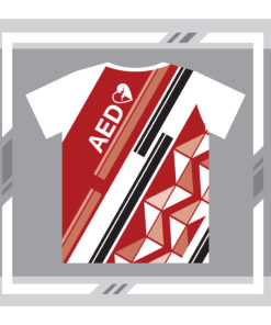 เสื้อ AED แขนสั้น สีแดง ด้านหลัง
