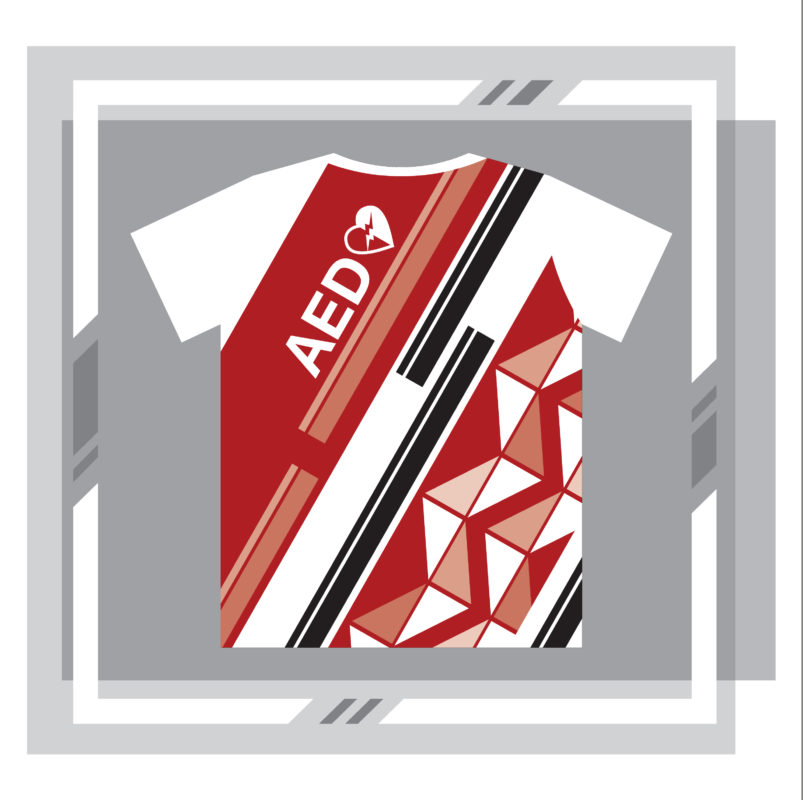 เสื้อ AED แขนสั้น สีแดง ด้านหลัง