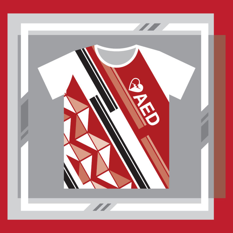 เสื้อ AED แขนสั้น สีแดง ด้านหน้า